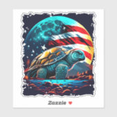 アメリカ国旗のコピーと月の下のアメリカのカメ シール (シート)