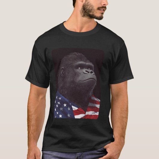 アメリカ国旗のゴリラ Tシャツ (正面)
