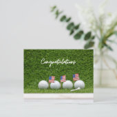 アメリカ国旗のゴルフ おめでとう ポストカード (スタンド正面)