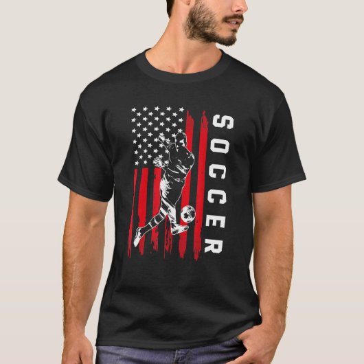 アメリカ国旗のサッカーアパレル – サッカー選手 Tシャツ (正面)