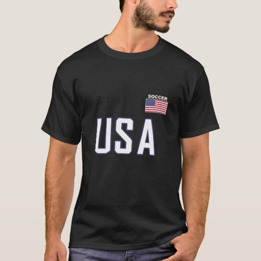 アメリカ国旗のサッカーチームクールフットボール装備兵Wom Tシャツ (正面)