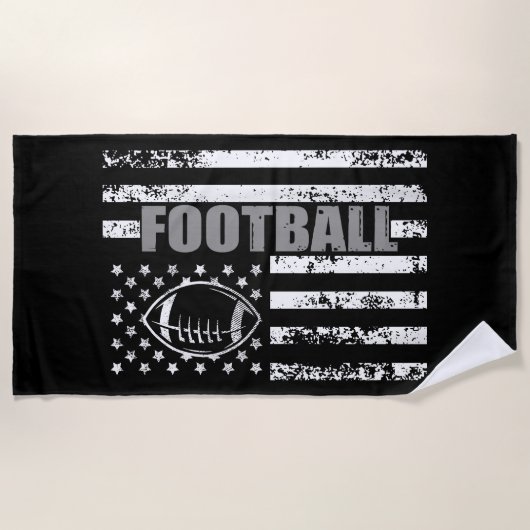アメリカ国旗のサッカー愛国的なサッカー ビーチタオル (正面)