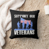 アメリカ国旗のサポート退役軍人 クッション (ブランケット)