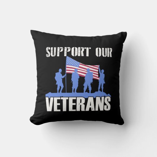 アメリカ国旗のサポート退役軍人 クッション (正面)