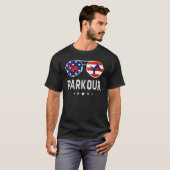 アメリカ国旗のサングラスとパークールフリーニング Tシャツ (正面フル)