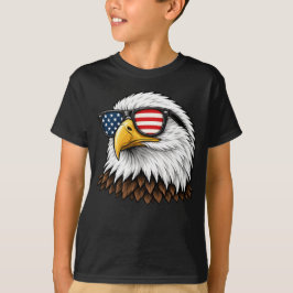 アメリカ国旗のサングラスをかけた愛国ハクトウワシ Tシャツ