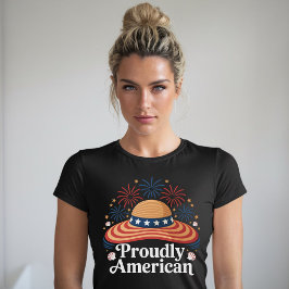 アメリカ国旗のサンハット – 誇らしげにアメリカ Tシャツ