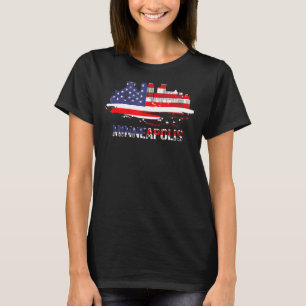 アメリカ国旗のシティスケープミネアポリスミネソタ Tシャツ