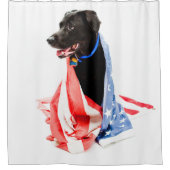 アメリカ国旗のシャワーカーテン付きブラックラボ シャワーカーテン (正面)