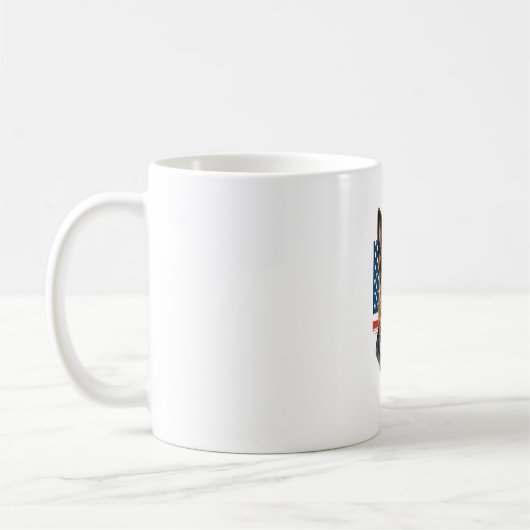 アメリカ国旗のジャーマンシェパード コーヒーマグカップ (左)
