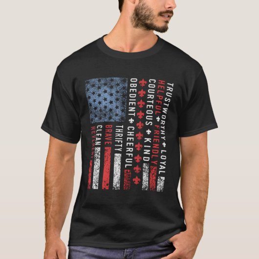 アメリカ国旗のスカウト法 Tシャツ (正面)