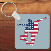 アメリカ国旗のスケートボーダーキーチェーン キーホルダー (正面)