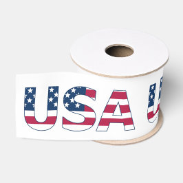 アメリカ国旗のストライプと星の愛国的なアメリカ グログランリボン
