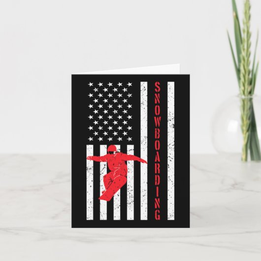 アメリカ国旗のスノーボードアメリカ冬の愛国的な雪 カード (正面)
