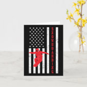 アメリカ国旗のスノーボードアメリカ冬の愛国的な雪 カード (黄色い花)