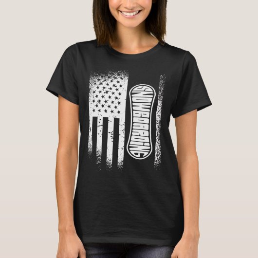アメリカ国旗のスノーボード Tシャツ (正面)