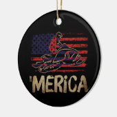 アメリカ国旗のスノーモービル冬のスノーモービル セラミックオーナメント (左)