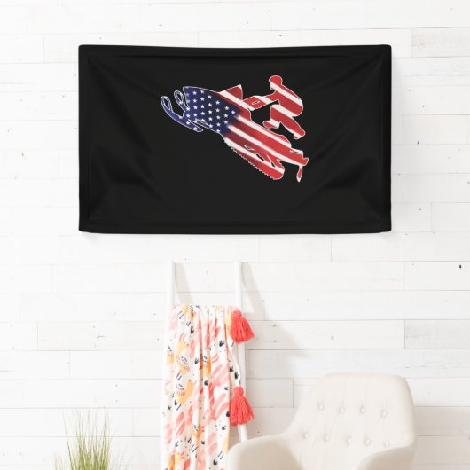 アメリカ国旗のスノーモービル冬のスノーモービル 横断幕 (インサイチュ)