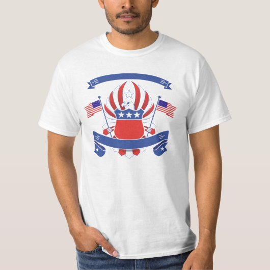 アメリカ国旗のスローガンティー Tシャツ (正面)