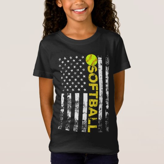 アメリカ国旗のソフトボールチームのギフト Tシャツ (正面)