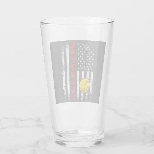 アメリカ国旗のソフトボールチームのヴィンテージおもしろい飲み タンブラーグラス (裏面)