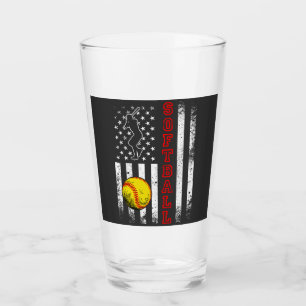 アメリカ国旗のソフトボールチームのヴィンテージおもしろい飲み タンブラーグラス
