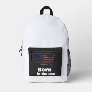 アメリカ国旗のタイポグラフィマップデザイン「Born in the USA」 プリントバックパック