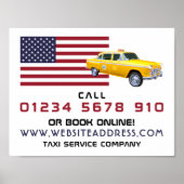 アメリカ国旗のタクシー広告タクシー ポスター (正面)