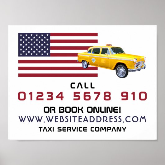 アメリカ国旗のタクシー広告タクシー ポスター (正面)