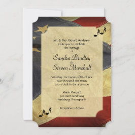 アメリカ国旗のダメージ加工されたミュージック ウェディング招待状 招待状