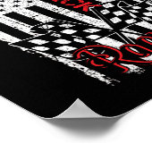 アメリカ国旗のダートトラックレーシングカーのバイクドライバー ポスター (角)