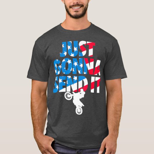 アメリカ国旗のダートバイクを送るだけだ Tシャツ (正面)