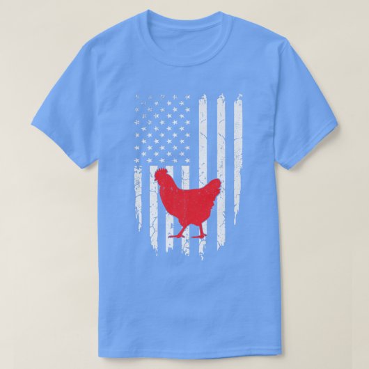 アメリカ国旗のチキン好き7月農家4日 Tシャツ (デザイン正面)