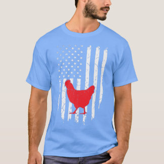 アメリカ国旗のチキン好き7月農家4日 Tシャツ
