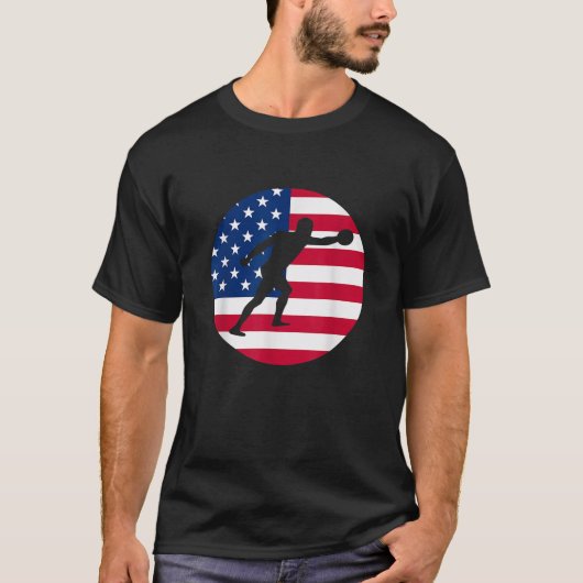 アメリカ国旗のディスカススローDiscus Launcher Tシャツ (正面)
