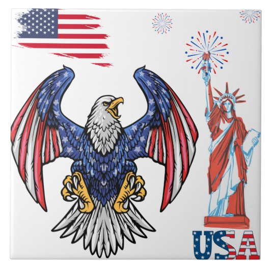 アメリカ国旗のデザイン タイル (正面)