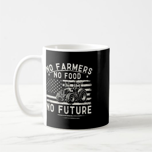 アメリカ国旗のトラクター農業 農家なしでは食料なし 農場 コーヒーマグカップ (左)