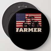 アメリカ国旗のトラクター 缶バッジ (正面&裏面)