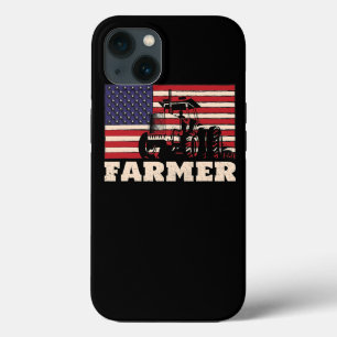 アメリカ国旗のトラクター iPhone 13ケース