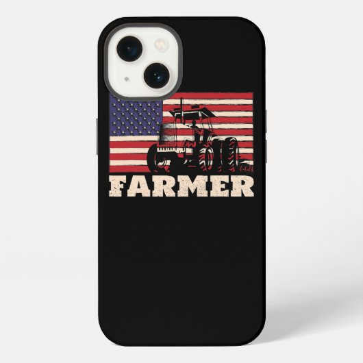 アメリカ国旗のトラクター iPhoneケース (裏面)