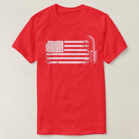 アメリカ国旗のトラック運転手 Tシャツ (デザイン正面)