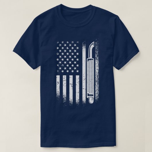 アメリカ国旗のトラック運転手 Tシャツ (デザイン正面)