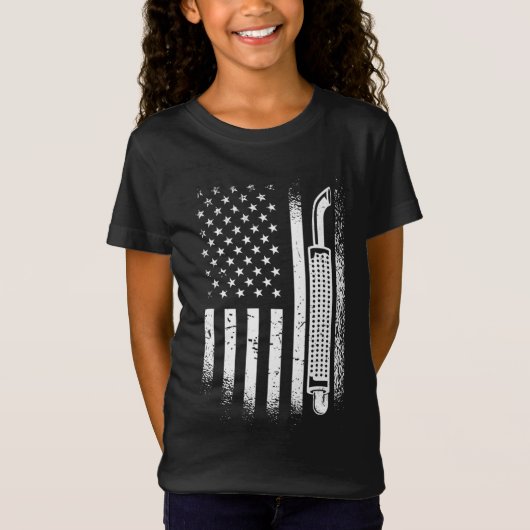 アメリカ国旗のトラック運転手 Tシャツ (正面)