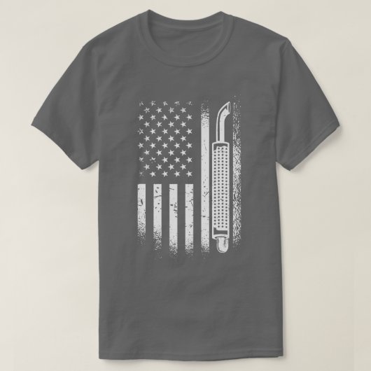 アメリカ国旗のトラック運転手 Tシャツ (デザイン正面)
