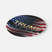 アメリカ国旗のトランプ2024金ゴールド愛国心 ペーパープレート (アングル)