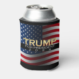 アメリカ国旗のトランプ2024金ゴールド愛国心 缶クーラー