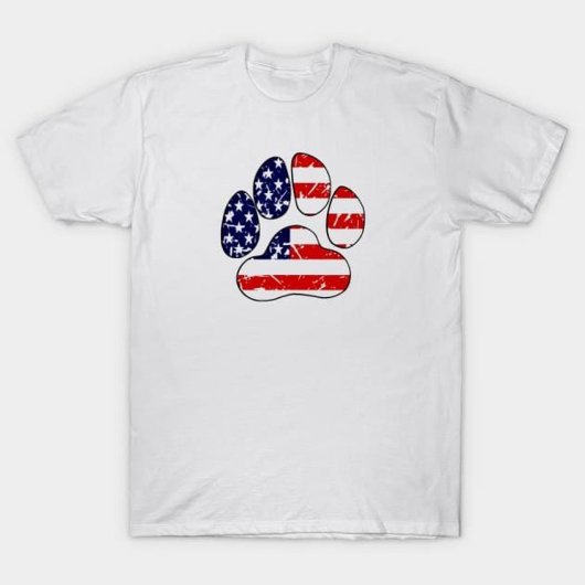 アメリカ国旗のドッグポー Tシャツ