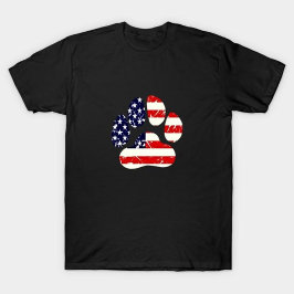 アメリカ国旗のドッグポー Tシャツ