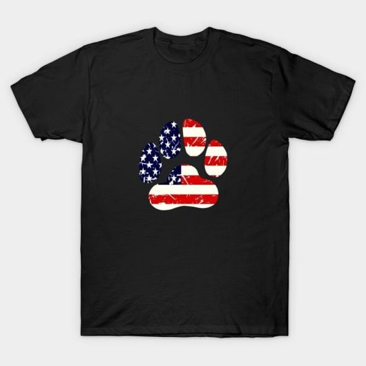 アメリカ国旗のドッグポー Tシャツ