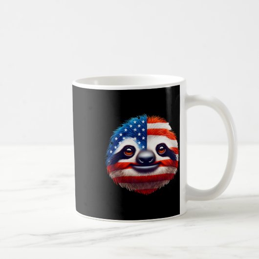 アメリカ国旗のナマケモノの恋人たち7月の4th愛国心を持つ コーヒーマグカップ (右)